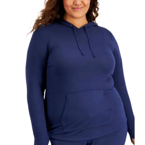 Ideology Womens Knit Hoodie Blue Size 1X - Picture 1 of 2